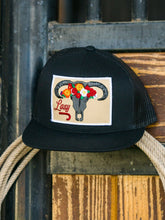 Load image into Gallery viewer, Lazy J Ranch Wear Black &amp; Black 4&quot; Skull &amp; Flowers Cap
